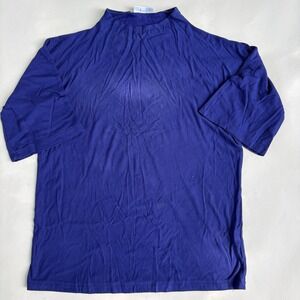 Bryn Walker XXS Royal Blue Siro Rayon Mock Neck Short Sleeve Oversized Top USA